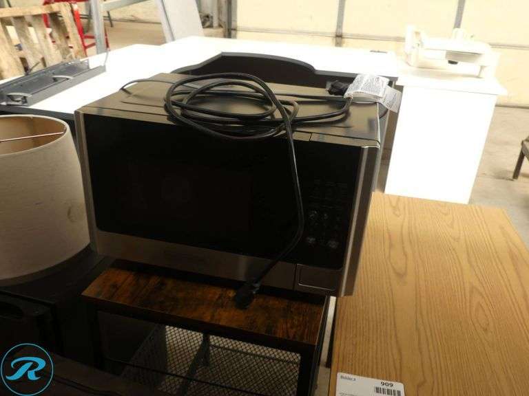 Microwave, Mini Fridge, Table, Lamp Shade, Trash Bins, and Cornhole Set - Roller Auctions