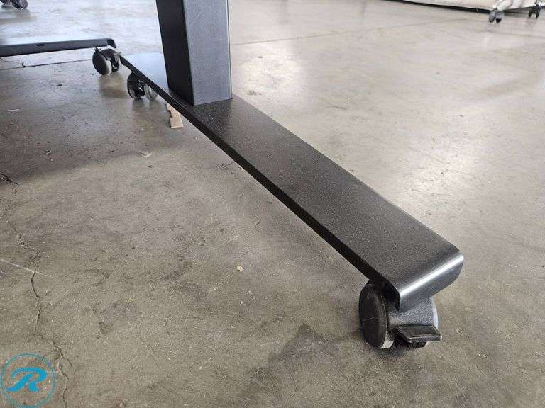 Electric Height-Adjustable Desk with White Top and Black Base, 60×30 Inches - Roller Auctions