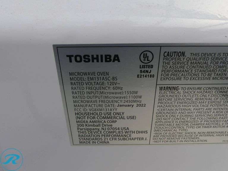 Toshiba EM131A5C-BS Microwave Oven - Roller Auctions