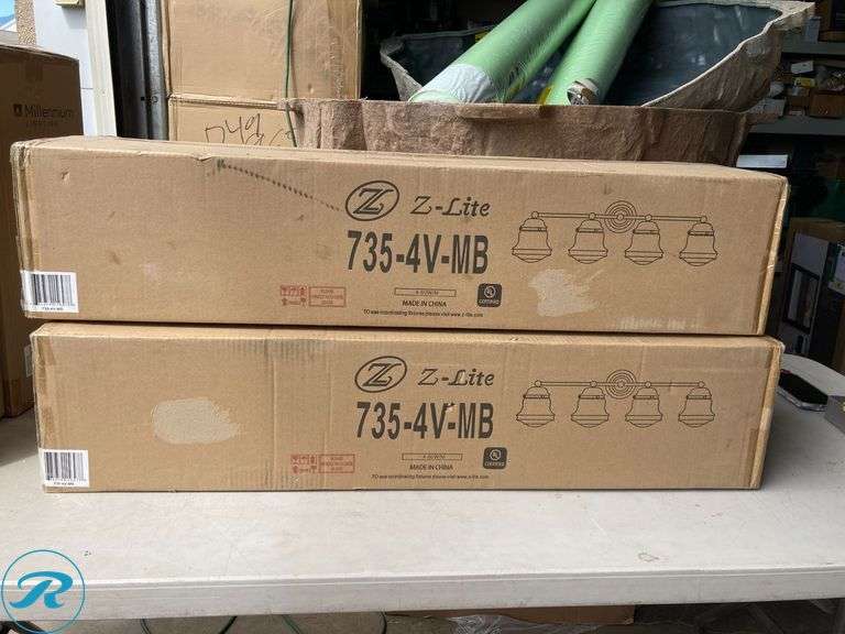 (2) New- Z-Lite Vaughn 31.5-in 4 -Light Matte Black Transitional Vanity light (total of 2 lights) - Roller Auctions