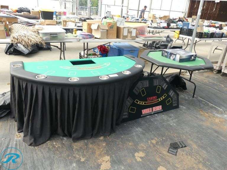 Casino-Themed Blackjack Table and Folding Poker Table with Casino Roulette Game Set - Roller Auctions