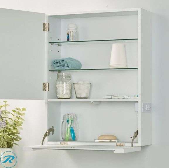 (1) New- Allen & Roth 20" x 26" x 7" white Soft Close Bathroom Cabinet