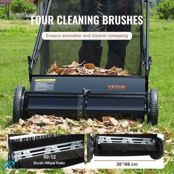 (1) New- VEVOR Lawn Sweeper 26-Inches 7-Cu. Feet Tow Lawn Sweeper (Total of 1) - Roller Auctions