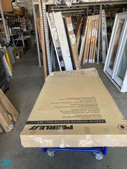 (1) New- Peerless 31.5-in x 63-in x 78-in 5-Piece Glue To Wall White Bathtub Back Wall Panel (Some Damage to Box product is perfect See Photos) (Total of 1) - Roller Auctions