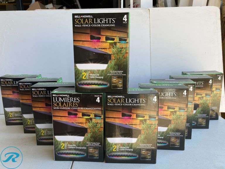 (10) New- BELL + HOWELL 4 -Pack BELL+HOWELL Color Changing 10 -Lumens 2 -Watt Black Solar LED Outdoor Path Light (total of 10) - Roller Auctions