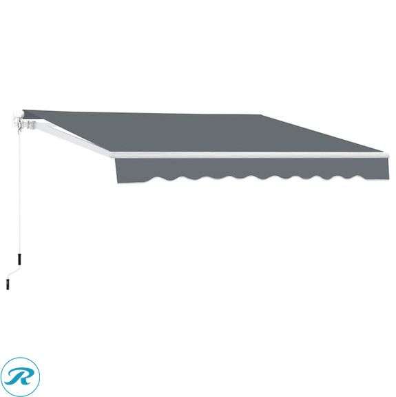 (1) New- VEIKOUS 155.7-in Wide x 96-in Projection x 10-in Height Gray Solid Manual Retractable Patio Awning (box is damage but product is fine See Photos) - Roller Auctions