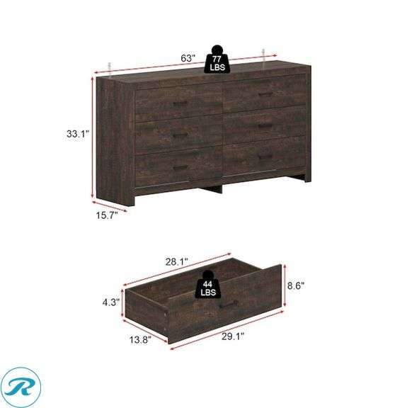 (1) New- FUFU&GAGA Brown 6 -Drawer Standard dresser - Roller Auctions
