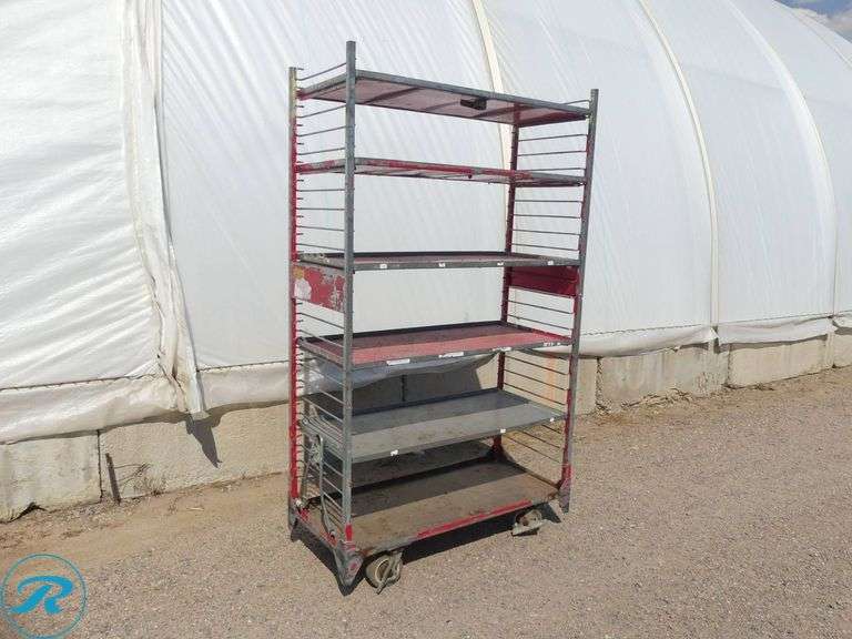 (4) Towable Multi-Tier Nursery Carts With Adjustable Shelves, 48″ x 21″ x 82″ - Roller Auctions