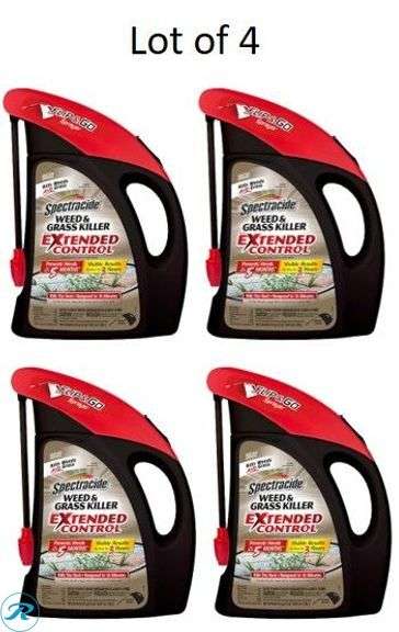 (18) New- (4) ORTHO GroundClear Year Long 1.33 -Gallon Ready to Use Pre-Emergent Weed and Grass Killer (4) Spectracide Extended Control Flip Go 64 -fl oz Ready to Use Pre-Emergent Weed and Grass Killer (9) Roundup Max Control 365 32 -oz Concentrate Pre-Emergent Weed and Grass Killer (1) Roundup Super 1 -Gallon Concentrate Weed and grass killer (Total of 18 items) (More $800 retail price) - Roller Auctions
