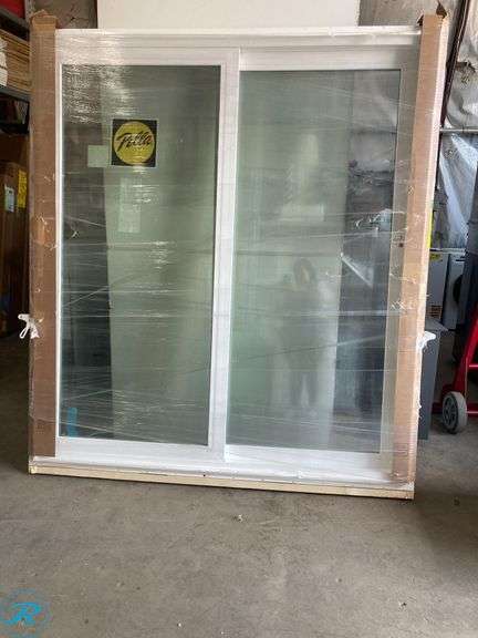 (1) New- Pella 250 Series Patio Door 72" x 80" Low-E Argon High Altitude White Vinyl Sliding door Right Hand Slider Patio Door (handle NOT included) (Total of 1) - Roller Auctions
