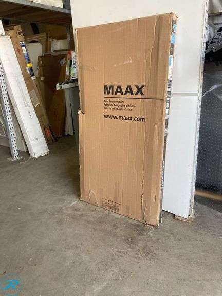 (1) New- MAAX Aura Brushed Nickel 55-in to 59-in W x 57-in H Semi-Frameless Bypass Sliding Bathtub Door (total of 1) - Roller Auctions
