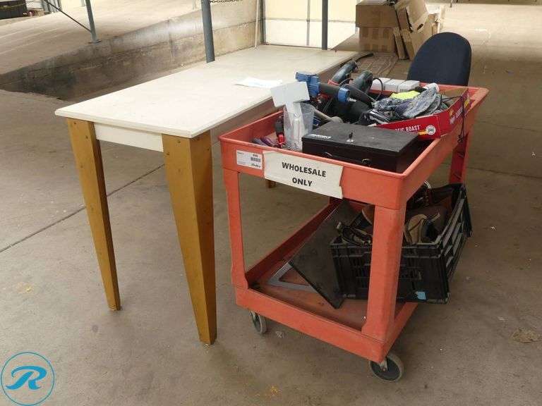 Table and Utility Cart With Contents - Roller Auctions
