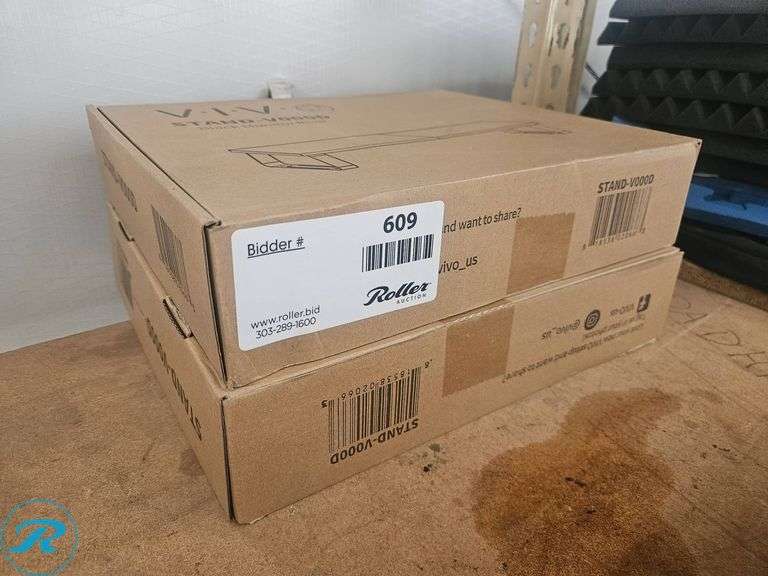 (2) VIVO STAND-V000D Black Monitor Risers in Original Packaging - Roller Auctions