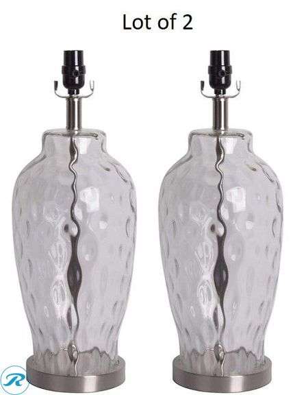 (2) New- allen + roth 21-in Water Glass Plug-in Rotary socket Glass Lamp Base (total of 2) - Roller Auctions