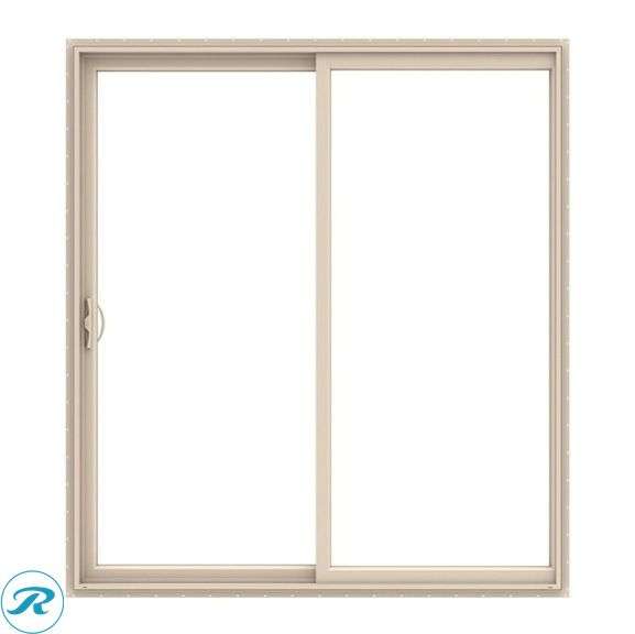 (1) New- Pella 150 Series West 96-in x 80-in x 4-9/16-in Jamb Almond Vinyl Universal Sliding Patio Door with Low-E argon Glass (unassembled in 5 boxes total) - Roller Auctions