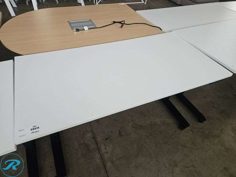 Electric Height-Adjustable Desk with White Top and Black Base, 60×30 Inches - Roller Auctions