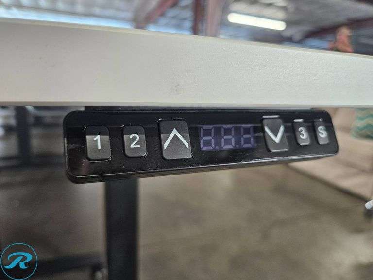 Electric Height-Adjustable Desk with White Top and Black Base, 60×30 Inches - Roller Auctions