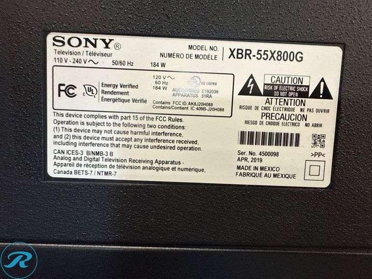 Sony XBR-55X800G 55” LED Smart TV with Remote - Roller Auctions