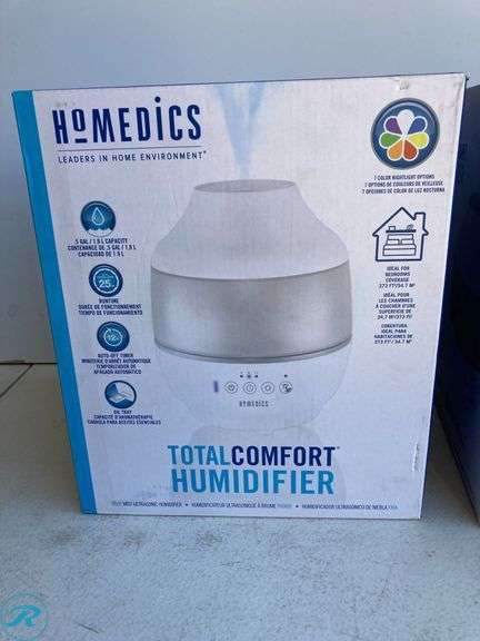 (2) New- HOMEDICS TotalComfort 0.5-Gallon Tabletop Cool mist Humidifier (For Rooms Up To 330-sq ft ) White (total of 2) - Roller Auctions