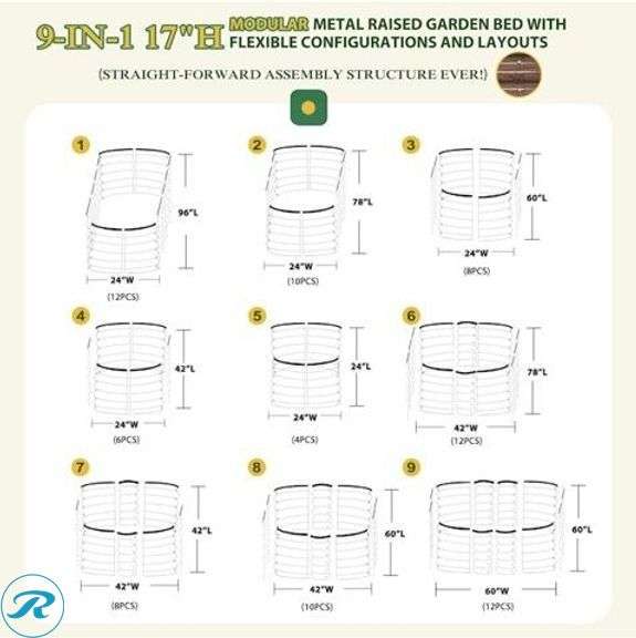 (1) New- VEIKOUS 18-cu ft 24-in W x 96-in L x 17-in H Brown Metal Raised Garden Bed - Roller Auctions