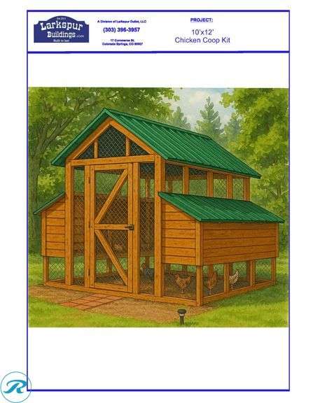 (1) New- 10' x 12' Chicken Coop Kit build it yourself Larkspur Brand (total of 1) - Roller Auctions