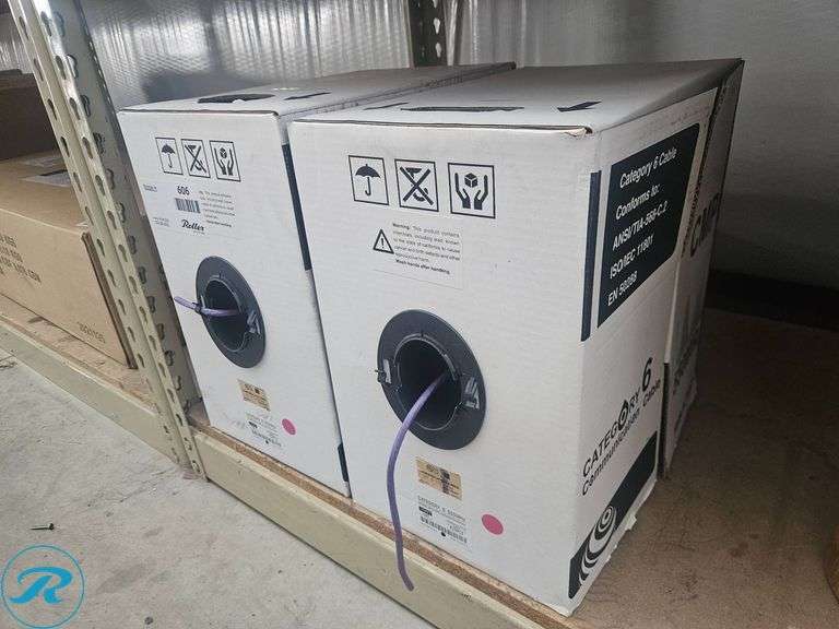 (2) Boxes of Category 6 550MHz 23 AWG Unshielded Communication Cable, 1000FT Each, Purple - Roller Auctions