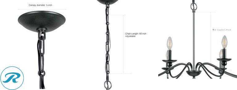 (1) New- allen + roth Providence 6 -Light Black Traditional Linear Large Hanging Pendant light (total of 1 pendant light) - Roller Auctions
