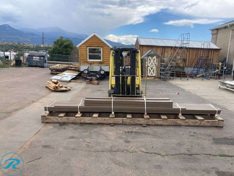 (54) Deck boards (25) Trex Enhance Naturals 1" x 6" x 16ft Toasted Sand Sq composite Deck board (27) Trex Enhance naturals 1" x 6" x 8ft Toasted Sand Square composite Deck board (2) Trex Enhance Natural 1" x 7" x 12ft Composite Toasted Sand Fascia Deck Board (total of 54 boards) - Roller Auctions