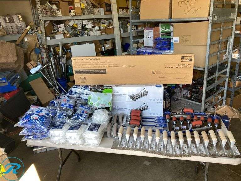 New- Assorted Tile Supply Kit (tile Cutter, spacers leveling system, trowels, Schluter System) - Roller Auctions