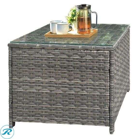 (1) New- Ovios New Vultros Square Rattan Outdoor Coffee Table 23.89-in W x 23.89-in L - Roller Auctions
