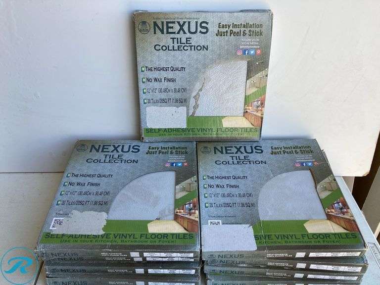 (10) New- Achim Classic White with Grey Veins Stone look 0.07-mil x 12-in W x 12-in L Peel and Stick Vinyl Tile Flooring ( 20-sq ft Carton ) (total of 200 sq ft) - Roller Auctions