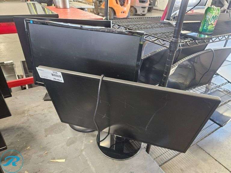 (3) Computer Monitors on Stands - Roller Auctions