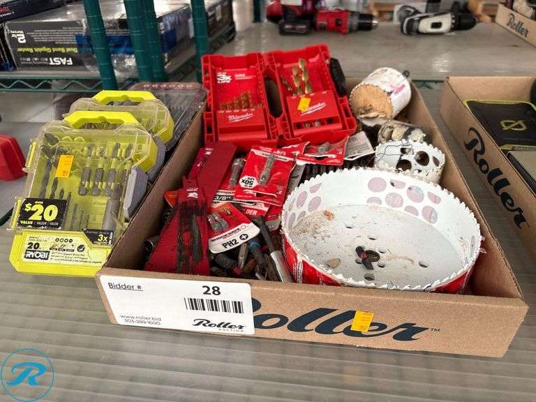 Milwaukee, Ryobi, and Husky Drill and Driver Bit Sets with Accessories