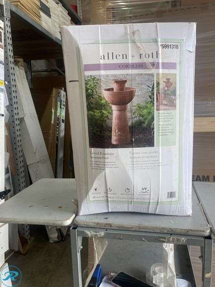 (1) Open Box- allen + roth 30-in H Plastic Tiered Outdoor Fountain Pump Included (total of 1) - Roller Auctions