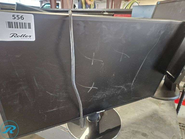 (3) Computer Monitors on Stands - Roller Auctions