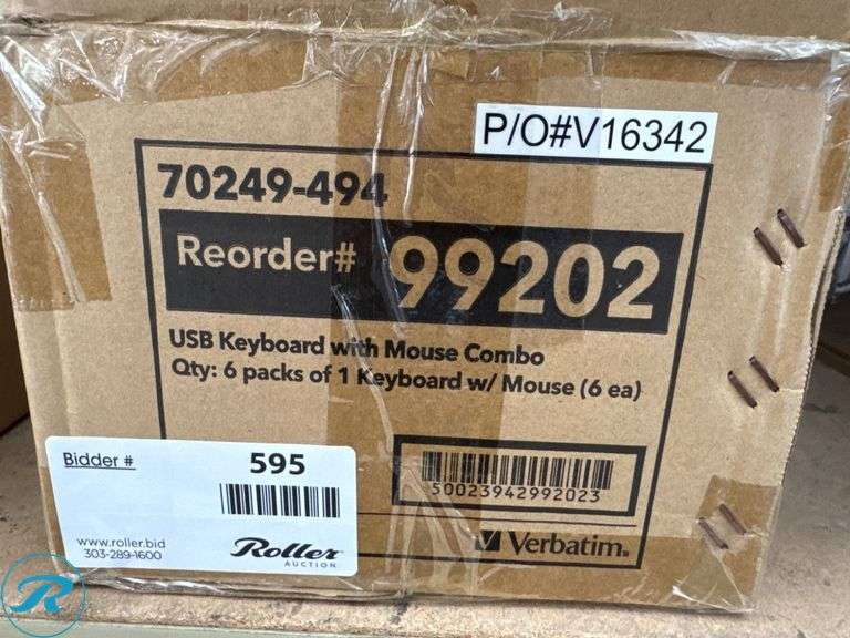 (6) Verbatim USB Keyboard and Mouse Combo, Model 99202 - Roller Auctions
