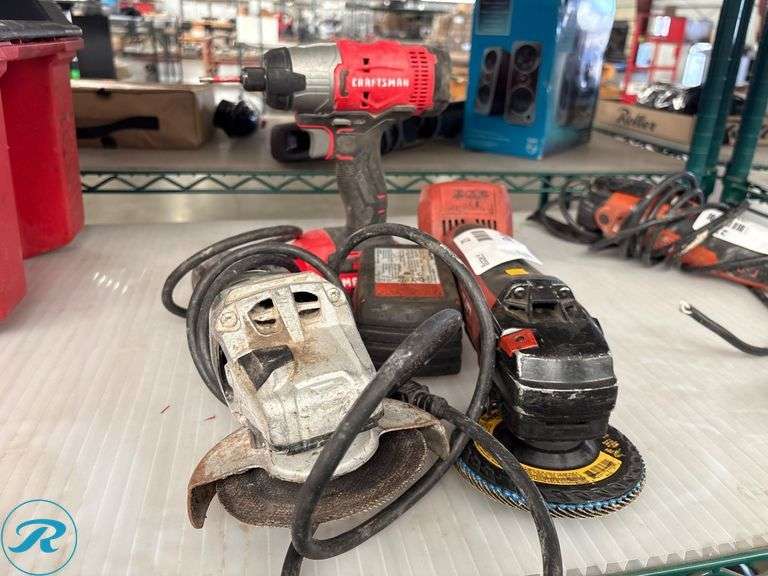 Power Tools Including Craftsman CMCF800 Impact Driver, Hilti AG 500-A22 Angle Grinder, and Metabo WEV 10-125 Angle Grinder
