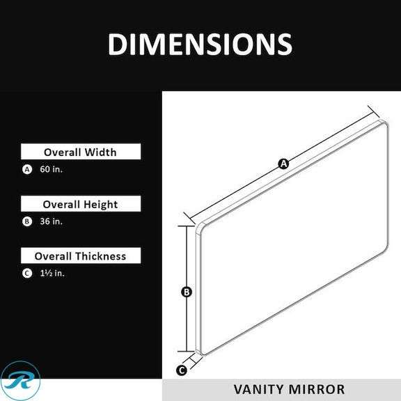 (1) New- Bybafun 60-in x 36-in Framed Rectangle Bathroom Vanity Mirror ( Bronze ) (Total of 1) - Roller Auctions