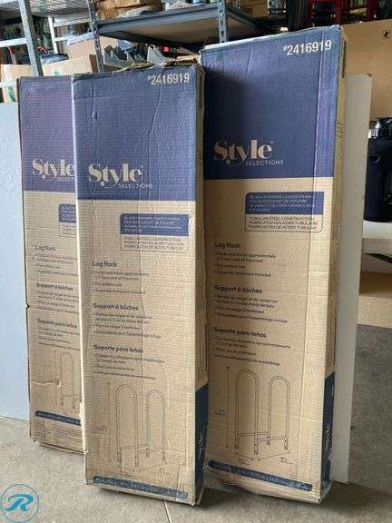 (3) New- Style Selections 42-Inches x 48-Inches x 13.5-Inches Steel Quarter cord firewood rack (total of 3 racks) - Roller Auctions