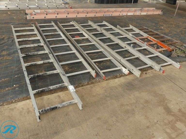 (7) Aluminum Straight Ladders - Roller Auctions