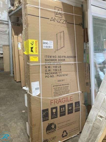 (1) New- ANZZI Stellar Brushed nickel 60-in W x 76-in H Frameless Clear Glass Sliding Shower door - Roller Auctions