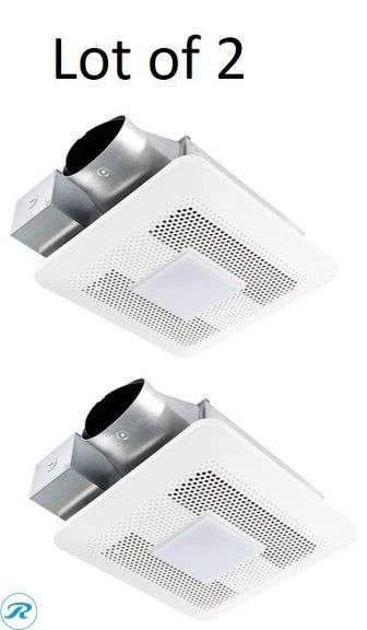 (2) New- Panasonic WhisperThin DC Motor w/ Humidity Sensor 0.5-Sone 80-CFM White Lighted Bathroom Fan with Humidity Sensor (ENERGY STAR Certified)