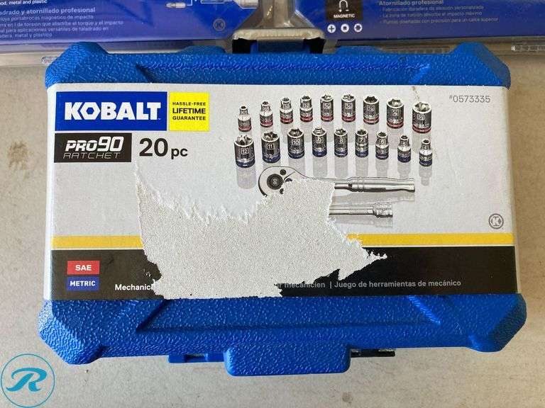 (5) New- (2) Kobalt XTR Impact Screw Driver Bit Set 40 pc (1) Kobalt 14-pc X black and White gold coated HSS Jabber length Twist Drill bit Set (1) Kobalt Impact Driver bit set 50pcs (1) Kobalt 20pcs standard and metric mechanics tool set with hard care (total of 5 items) - Roller Auctions