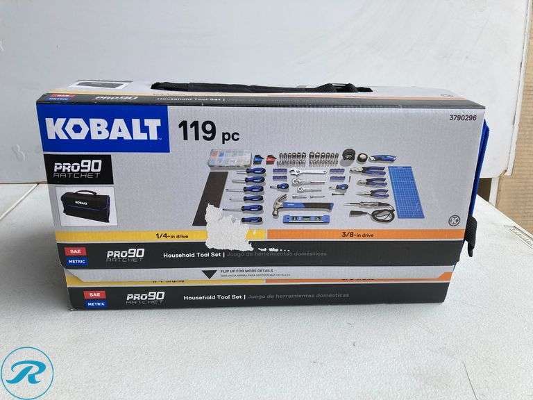(1) New- Kobalt 119 -Piece Chrome Household Tool Set with Soft Case (total of 1) - Roller Auctions