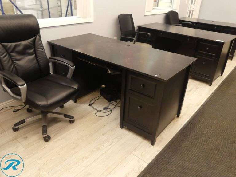 (2) Double Pedestal Desks With Office Chairs - Roller Auctions