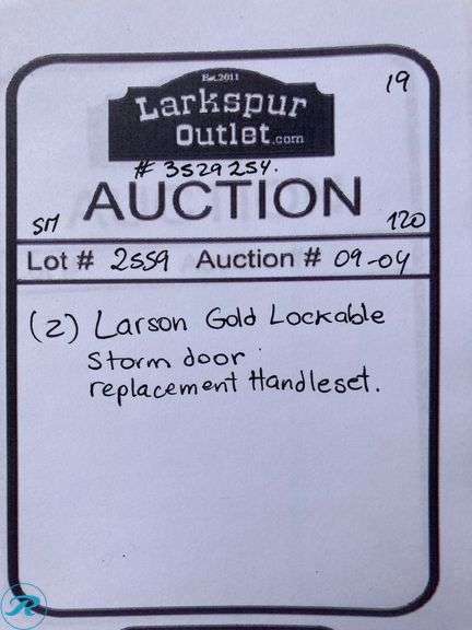 (2) New- LARSON Gold Lockable Storm door Replacement Handleset (Total of 2) - Roller Auctions