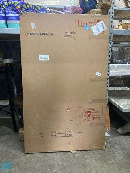 (1) New- Bybafun 60-in x 36-in Framed Rectangle Bathroom Vanity Mirror ( Bronze ) (Total of 1) - Roller Auctions