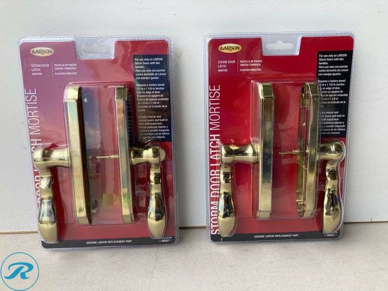 (2) New- LARSON Gold Lockable Storm door Replacement Handleset (Total of 2) - Roller Auctions