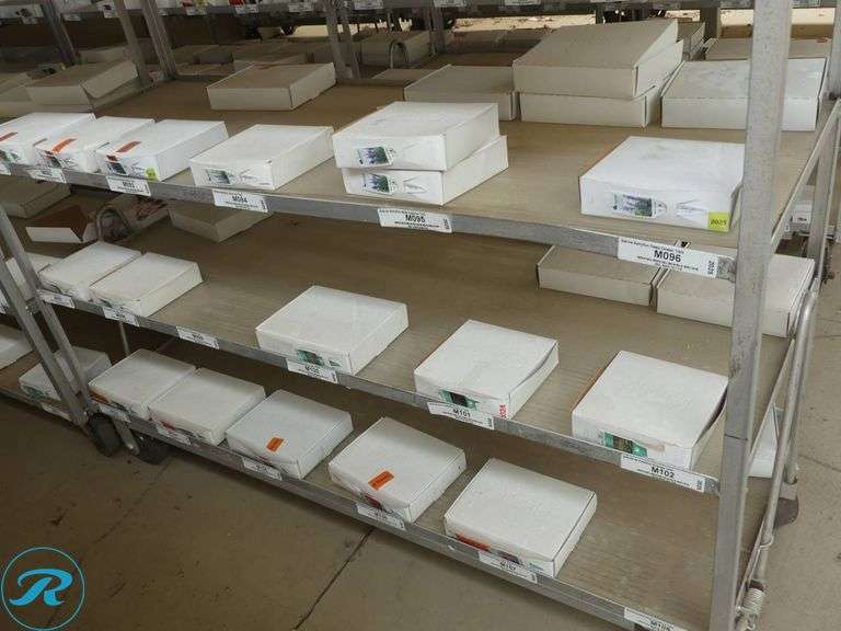(3) Towable 6-Tier Nursery Carts With Assorted Plant Tag Inventory, 56″ x 21″ x 67″ - Roller Auctions