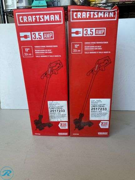 (2) new- CRAFTSMAN 12-in Straight Shaft Corded Electric String Trimmer (box has minor damage but product is perfect see photos) - Roller Auctions